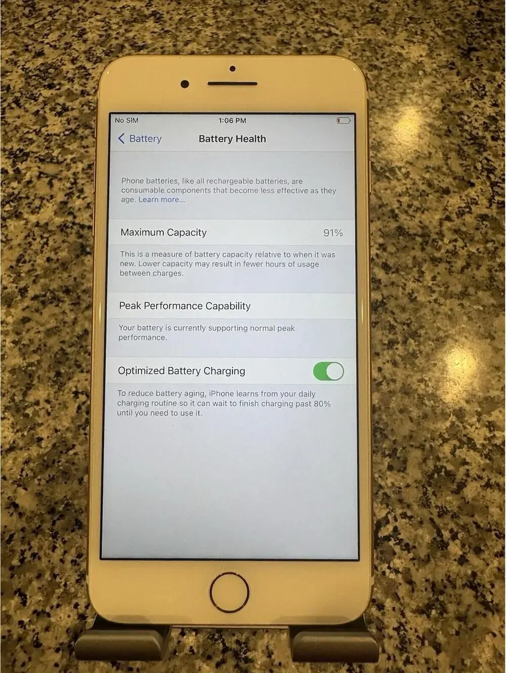 Apple iPhone 7 Plus - 32 GB - Gold(Verizon Carrier locked) Battery Health 91% B